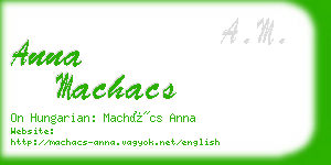 anna machacs business card